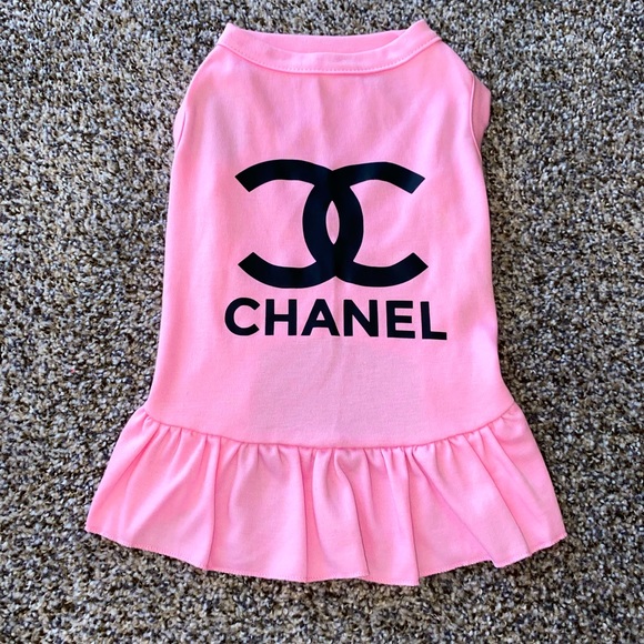 Chanel Dog T-Shirt Dress Pink Size Large